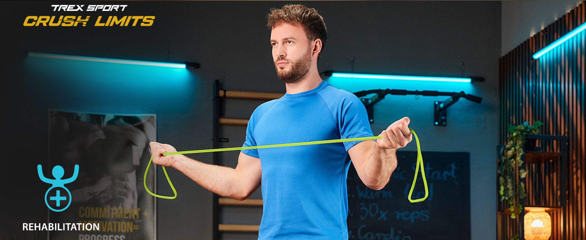 TREX SPORT Gymnastikband 3 Stück Set TX-003PBV Widerstandsband | Klimmzugband, Fitnessband 100% Latex, 2-30 kg, mit Türanker | Resistance Band Neon