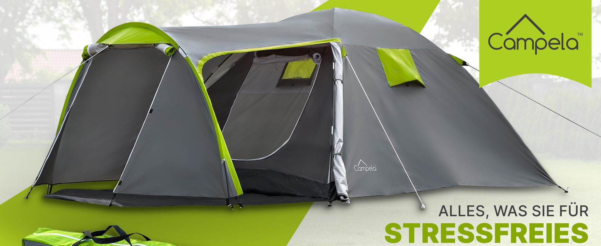 Campela Tropical 4 Familienzelt – 4-Personen-Kuppelzelt mit Vorraum – wasserdicht 3000 mm – leicht & kompakt für Camping