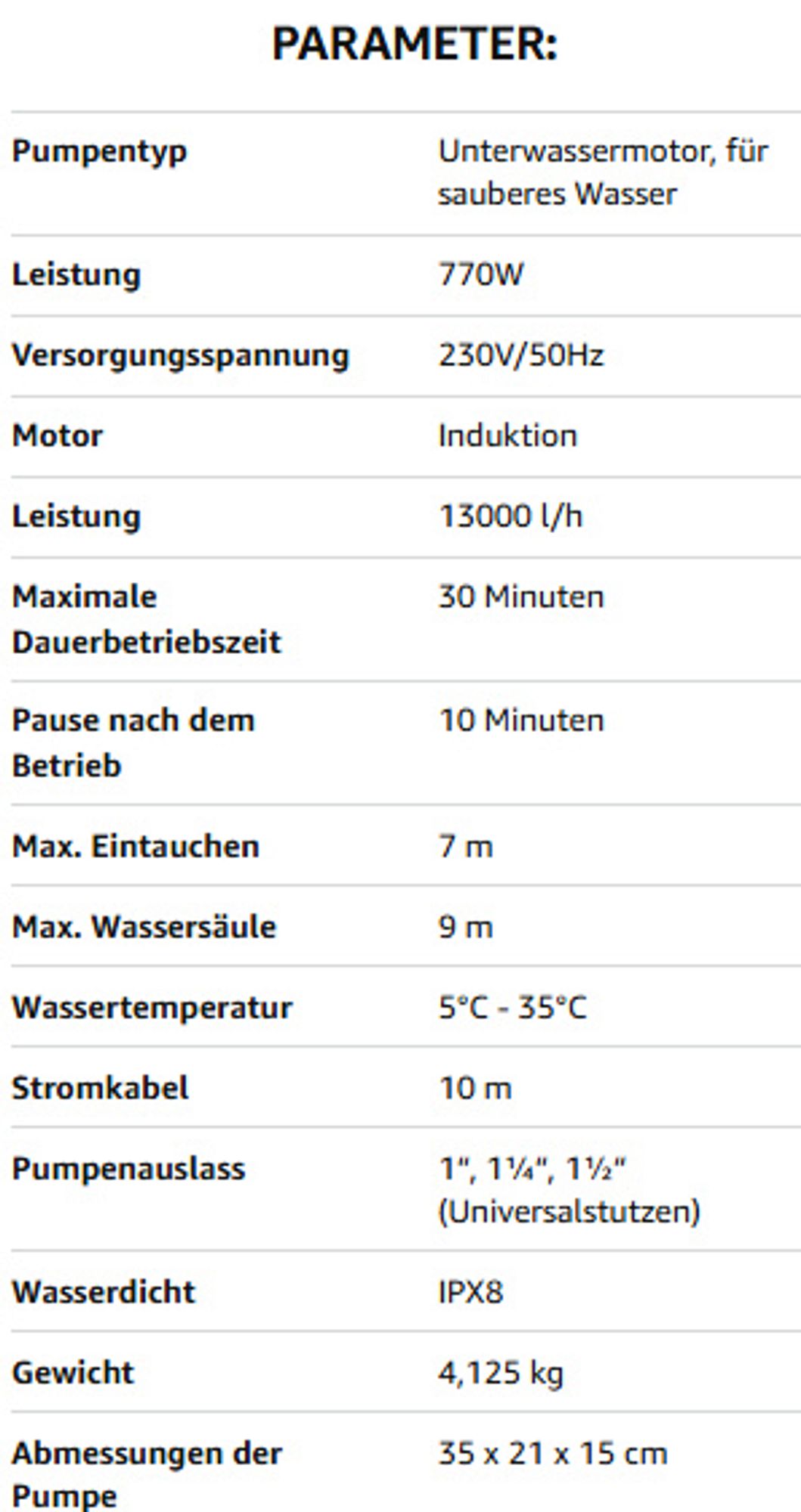 Tauchpumpe Abflusswasserpumpe mit Induktionsmotor