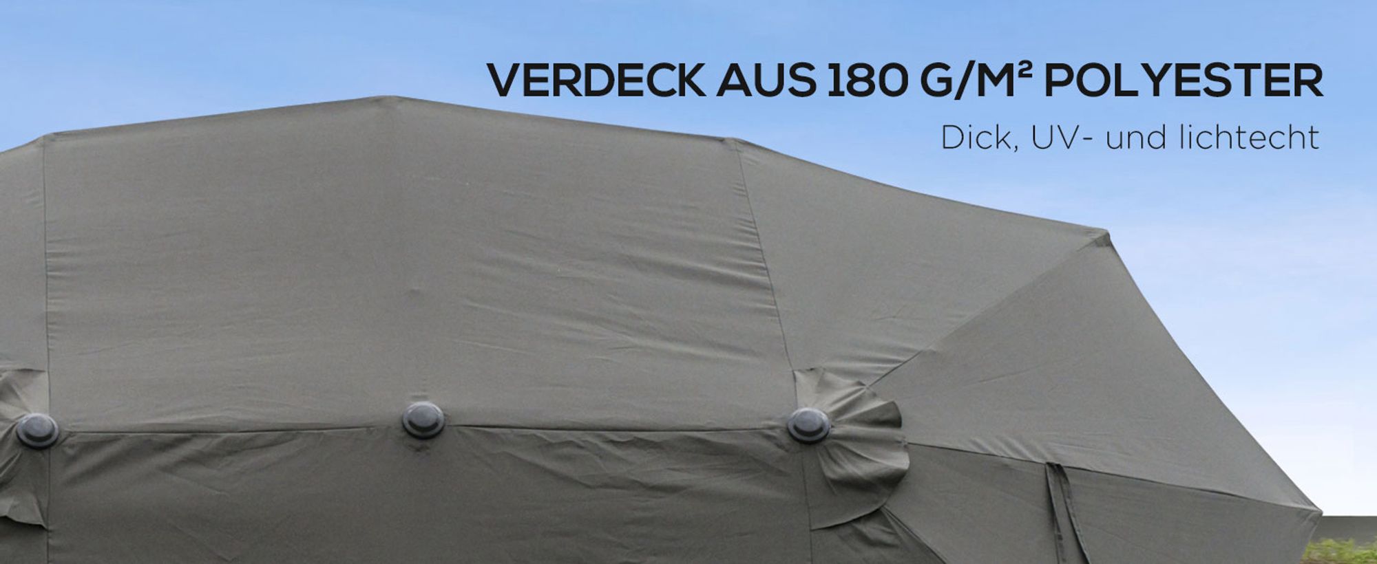 Outsunny Sonnenschirm Gartenschirm Marktschirm Doppelsonnenschirm Terrassenschirm mit Schirmständer Handkurbel Dunkelgrau Oval 460 x 270 x 240 cm