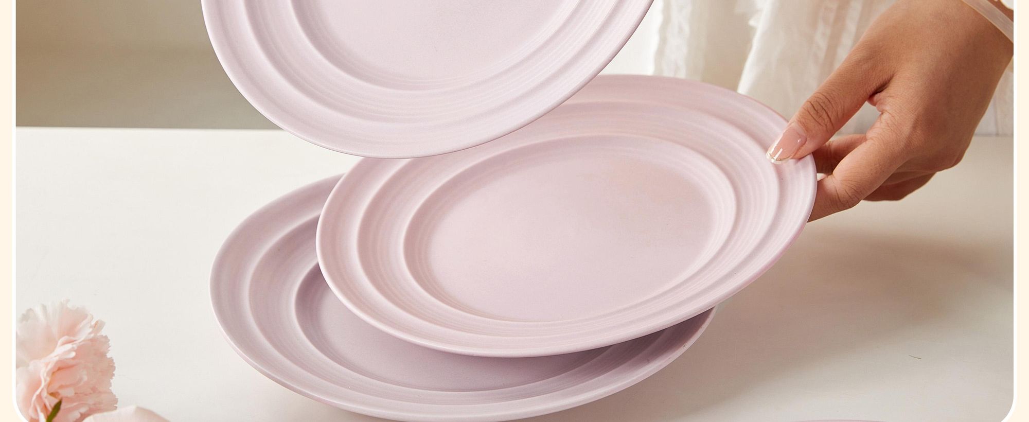 Teller set 4er Ø21,4 cm Keramik Essteller Kuchenteller Frühstücksteller Flachteller für 4 Personen Matt-Glasur Mikrowellen- und Spülmaschinenfest