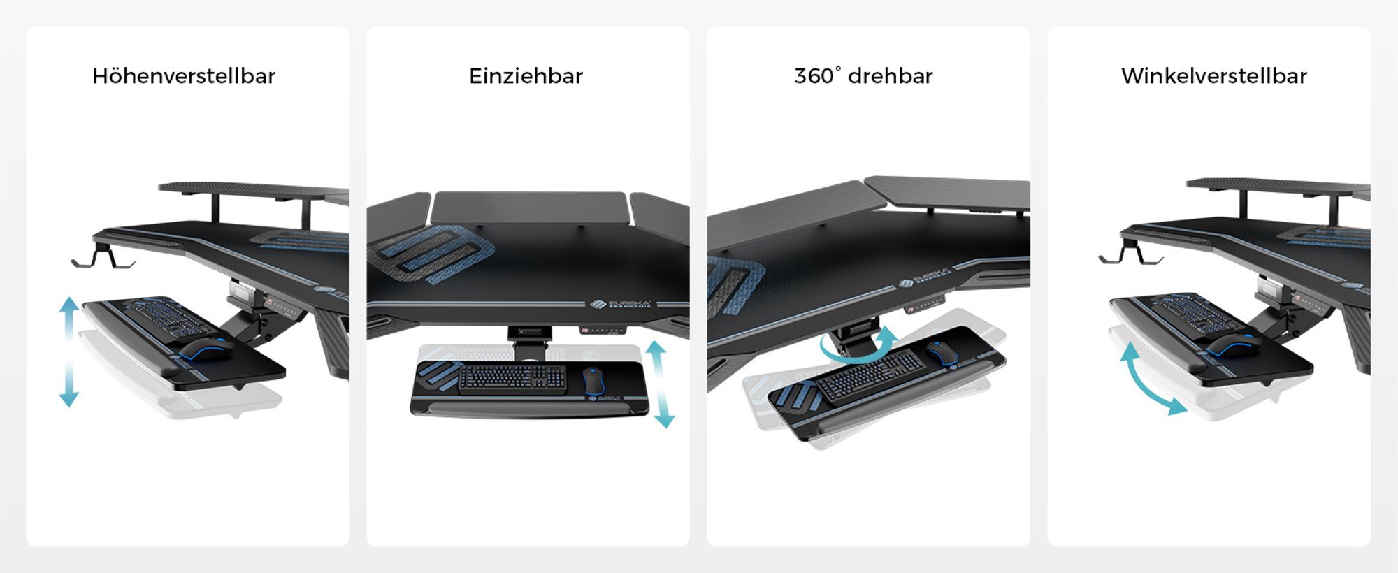 EUREKA ERGONOMIC Elektrisch Computertisch 182×76cm Höhenverstellbarer Schreibtisch Stehpult Gaming Tisch mit Monitorständer und Tastaturablage