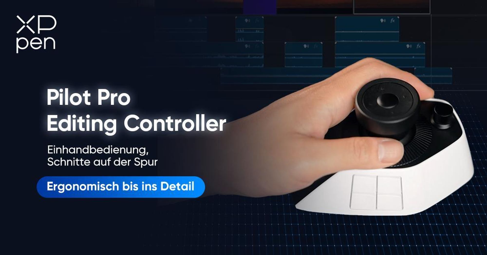 XPPen Pilot Pro Bluetooth Kreativ-Konsole für Videobearbeitung & Grafikdesign, kompatibel mit Adobe & DaVinci Resolve
