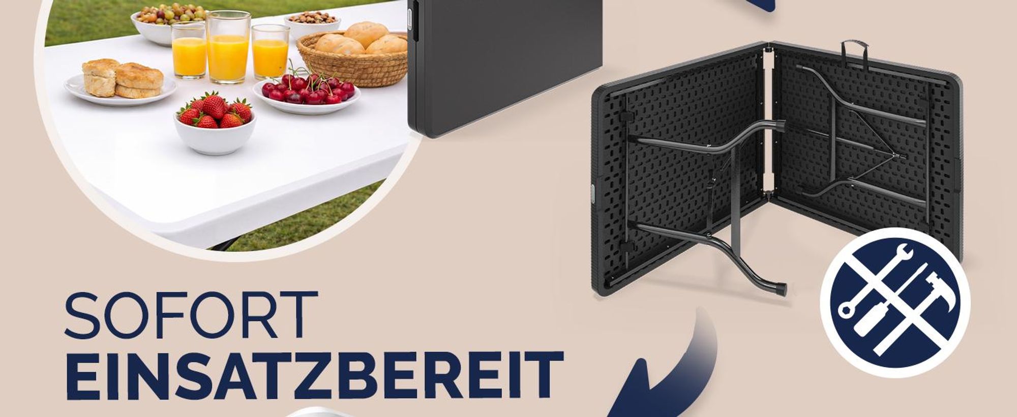 Casaria® 2X Campingtisch 180x75cm Klappbar Wetterfest Tragbar Kunststoff Garten Terrasse Camping Balkontisch Klapptisch Buffettisch Buffettisch Weiß