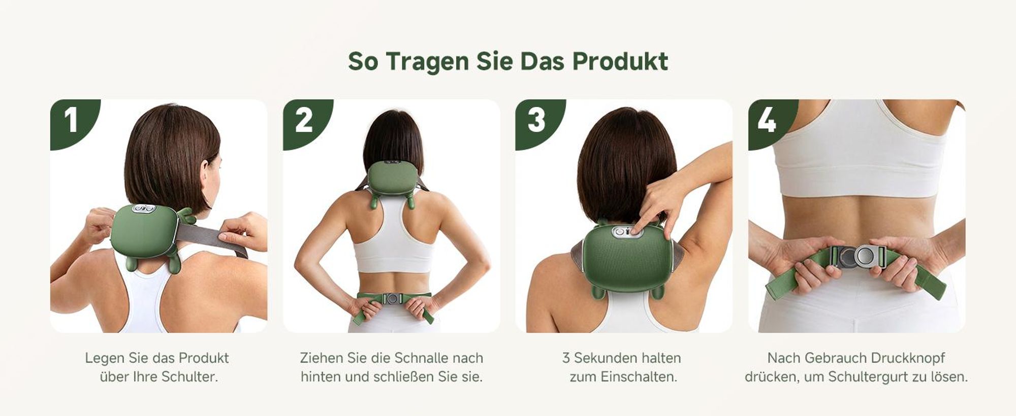Bionische Shiatsu Massagegerät mit Wärme – Tragbares 4D Nacken- & Rückenmassagegerät, Tiefengewebe-Knetmassage, Elektrisch, Muskel- & Schmerzlinderung