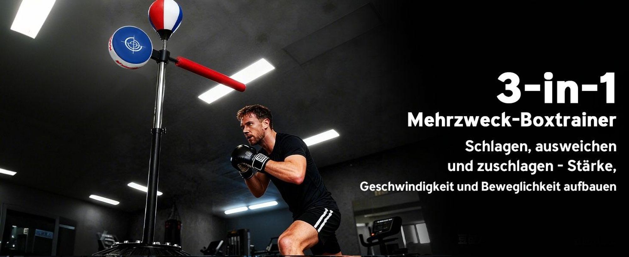 SPORTNOW Boxsack, Boxständer mit Punchingball, Reflexstange, 1,63-2,05 m Höhenverstellbarer Standboxball mit Pratze, Standboxtrainer