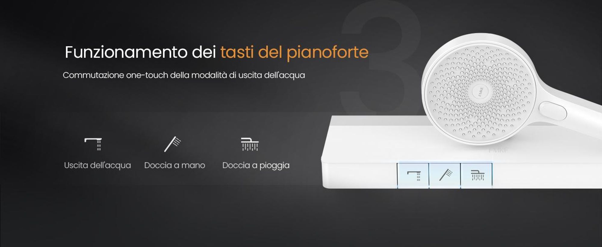Sistema doccia EMKE con termostato 38℃ - set di rubinetteria per doccia in acciaio inox, doccetta a 3 getti, pannello doccia, doccia a pioggia, rubinetteria per vasca e doccia, bianco F22