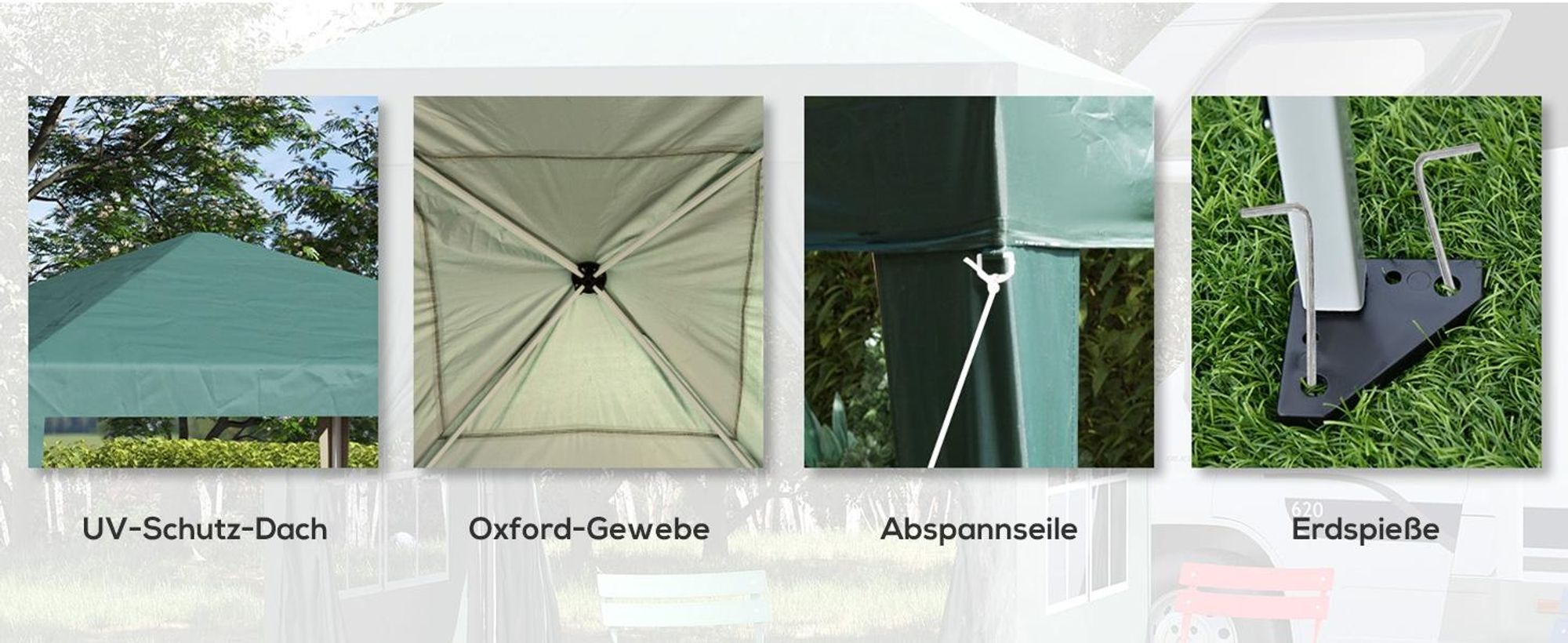 Outsunny Pavillon faltbar  2,95 x 2,95 m Pop-Up Faltpavillon UV-Schutz Grün