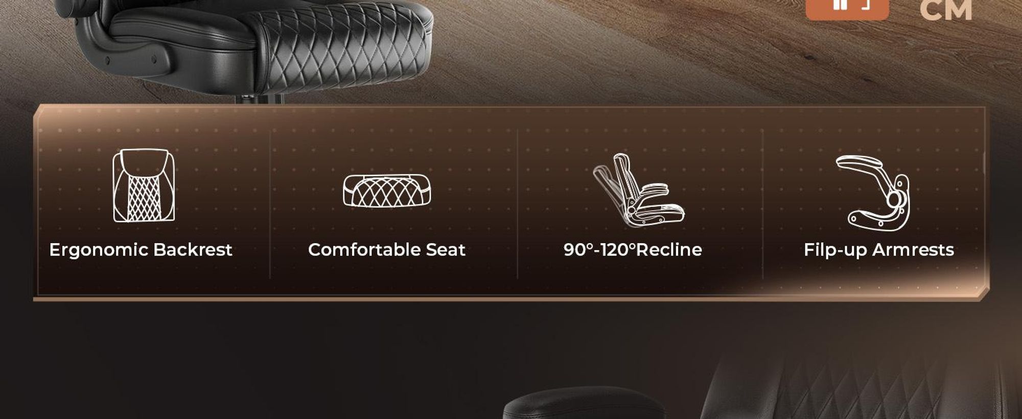GTPLAYER Bürostuhl Ergonomisch, Schreibtischstuhl, Chefsessel mit Hoher Rückenlehne, Hochklappbaren Armlehnen, Höhenverstellbar,  Extra Breit Sitz