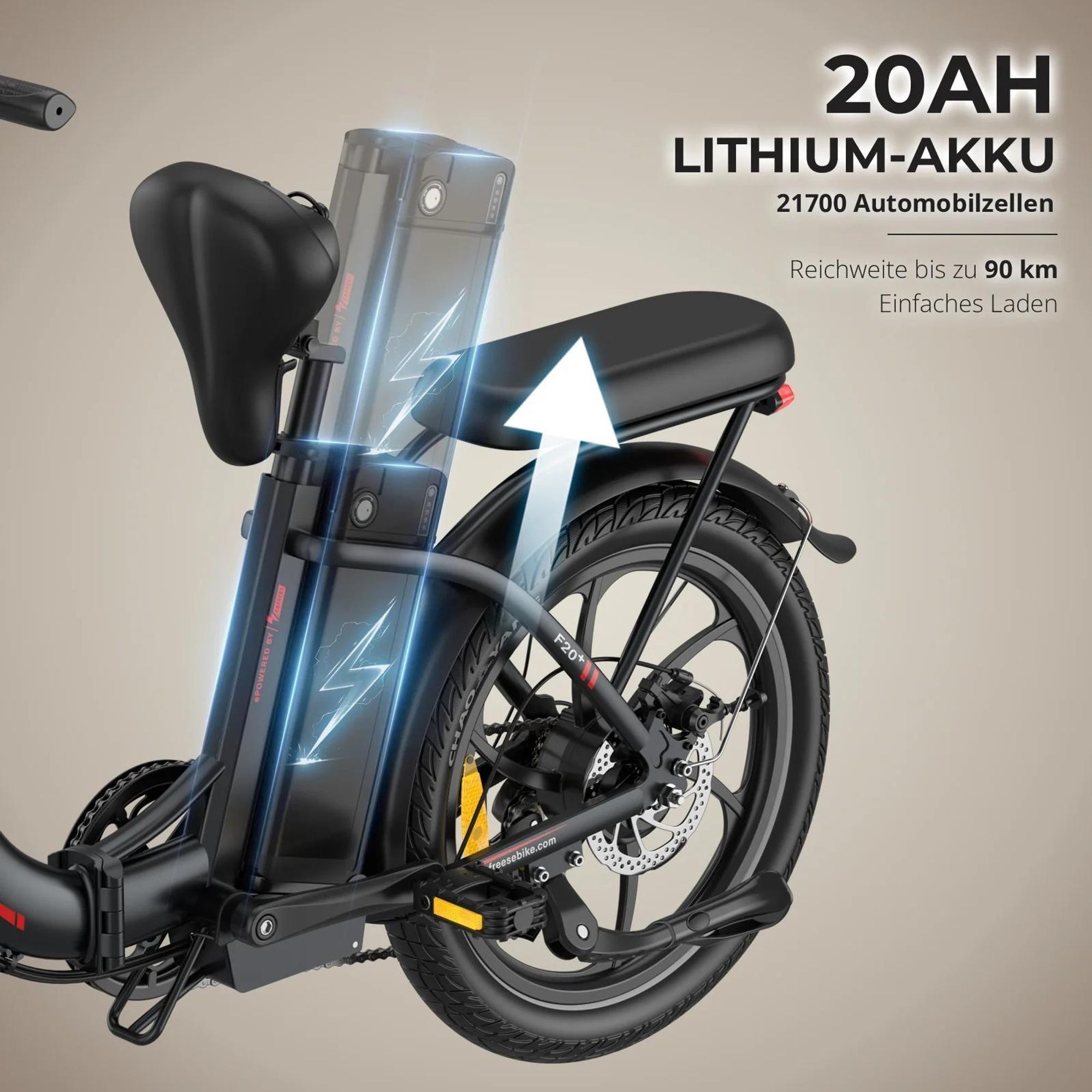 E-Bike FAFREES F20+ - Motor 250W Akku 36V20Ah 20 Zoll R?der Mechanische Scheibenbremse - Schwarz