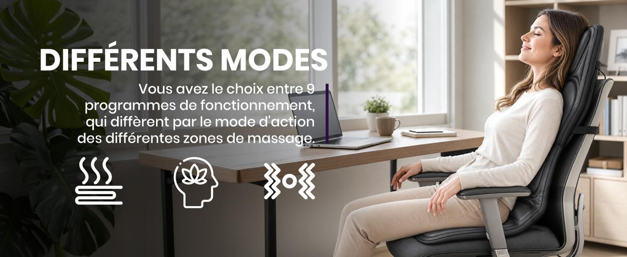 Coussin de massage MalTec avec télécommande, tapis de massage pour tout le corps, 9 modes de massage par vibration, idéal pour le dos, les jambes et le cou, couleur noire
