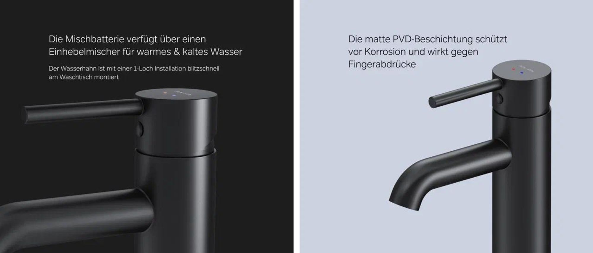 AM.PM Badarmatur mit Pop-Up Ablaufventil für Waschbecken Wasserhahn Bad Schwarz Waschtischarmatur mit Ablaufgarnitur Ventil Ablauf