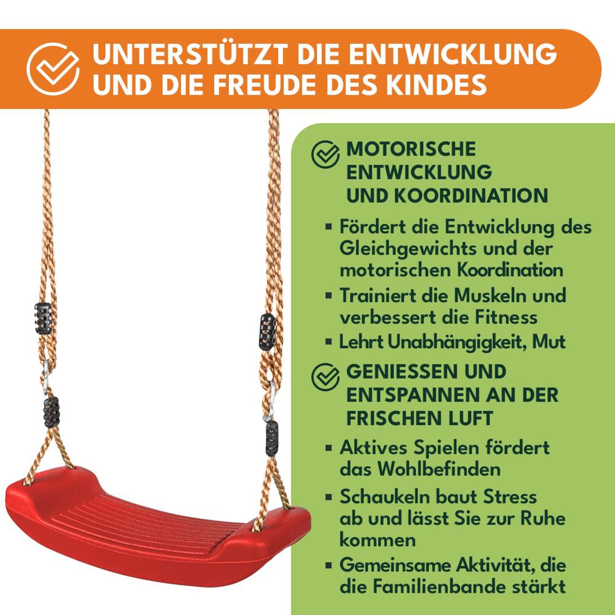 KRUMAD Kinderschaukel Outdoor Indoor, Babyschaukel, Schaukel, Tragkraft bis 35 kg, Höhenverstellbar, Babysitz für Kinderzimmer, Rot