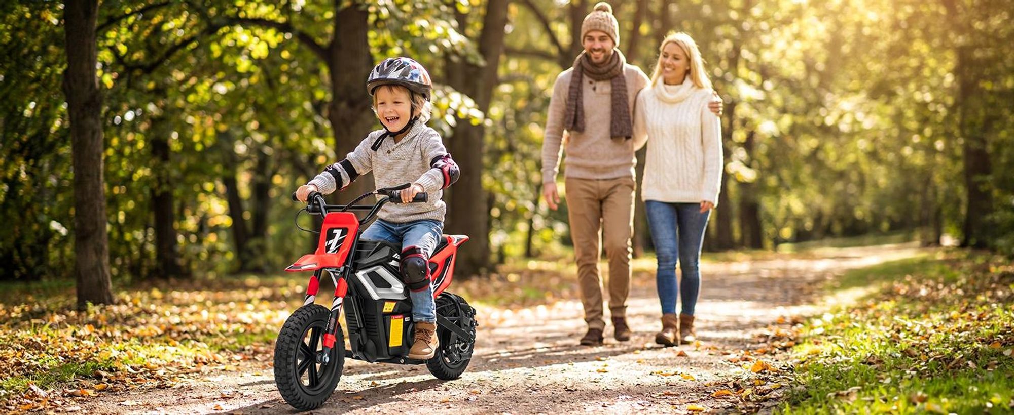 FCH Elektrisches Kindermotorrad, 24 V, 7 Ah, mit Ledersitz, rot