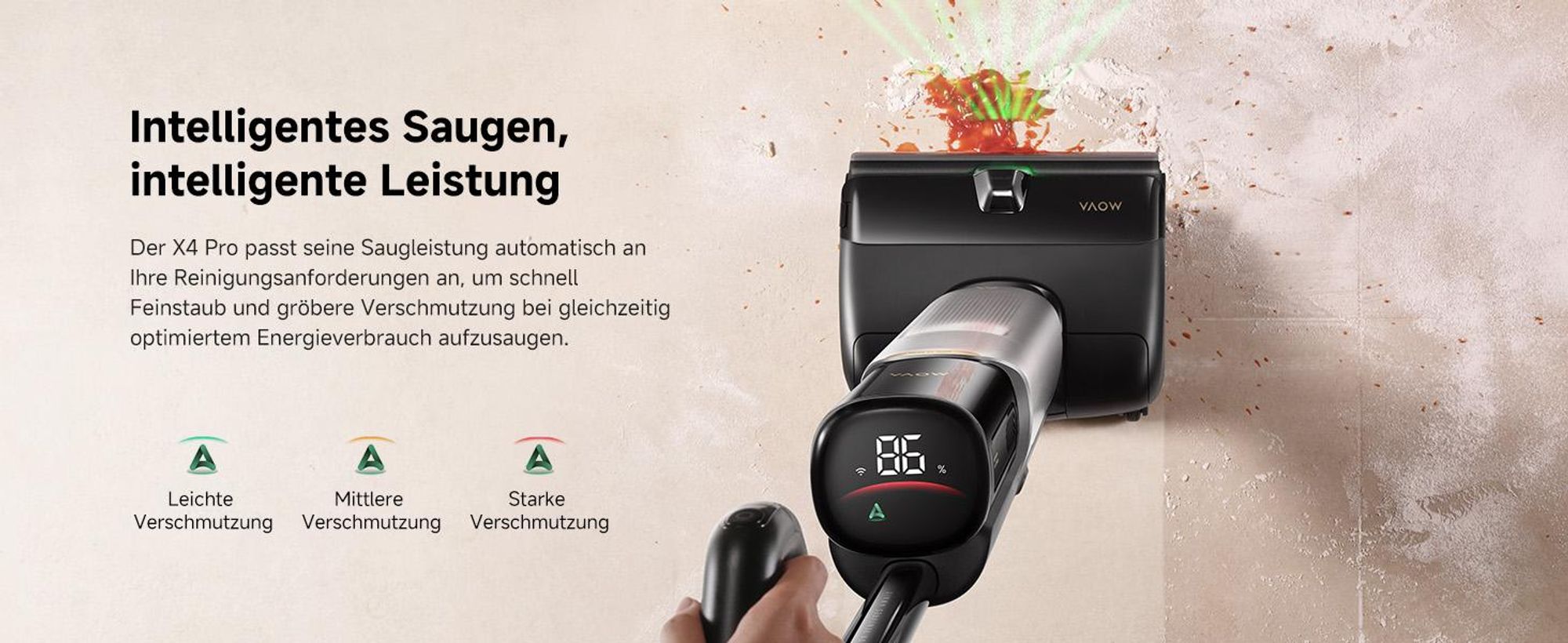 MOVA X4 Pro Nass-Trocken-Sauger, Heißwasser-Wischfunktion, Tangle-Free, Selbstreinigung bei 100 °C, 20 kPa Saugkraft, Push-In-Basisstation