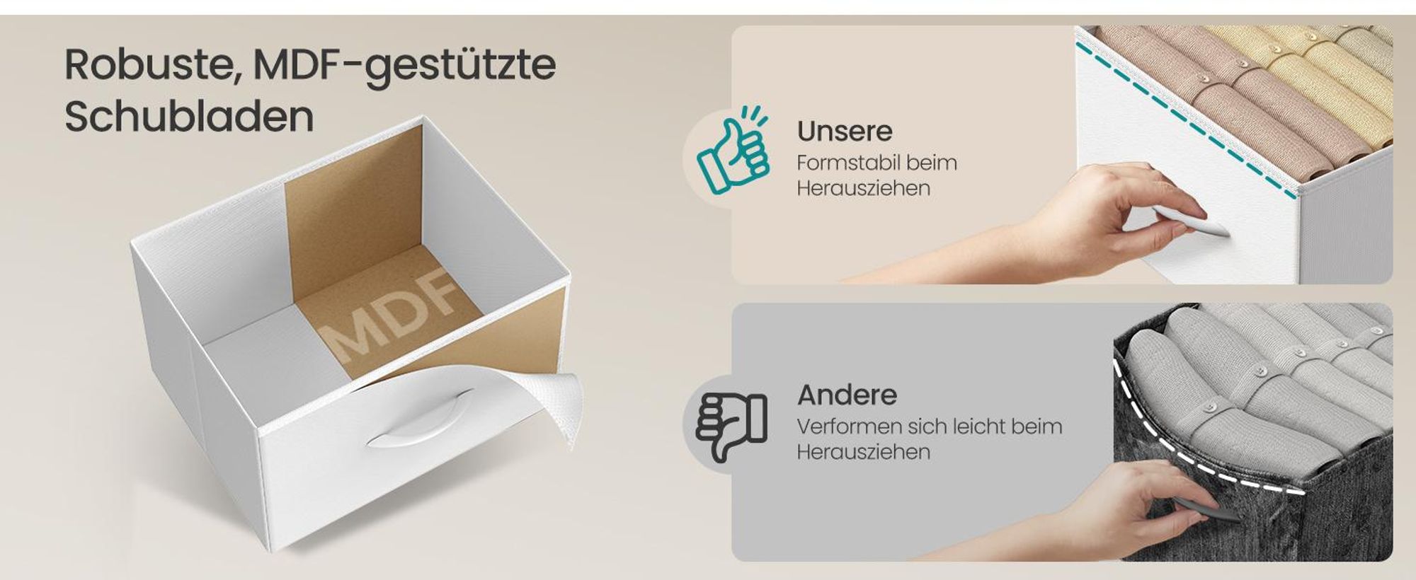 SONGMICS Nachttisch mit LED-Beleuchtung und Ladestation, 2er Set, Nachttisch mit 3 Schubladen und offenem Fach, weiß