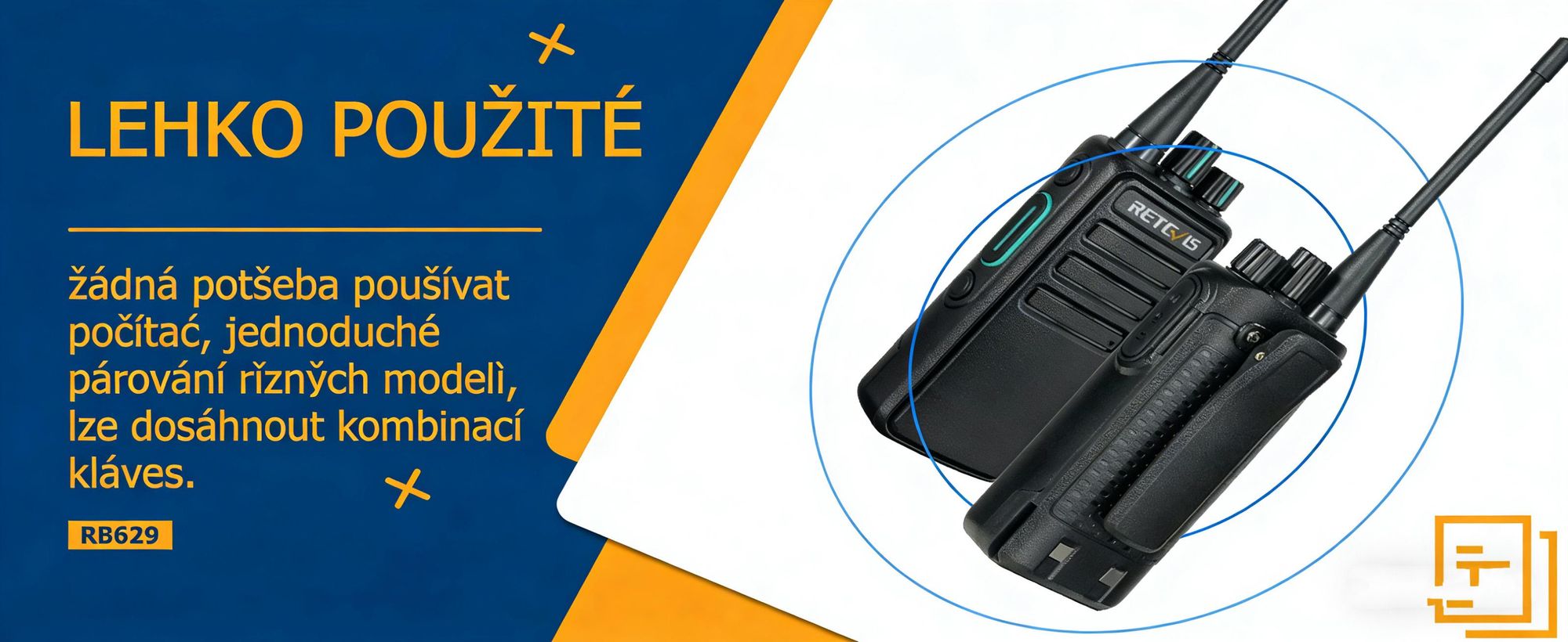 Retevis RB629 Dvoucestné vysílačky, PMR446 s funkcí bezdrátového klonování Nouzové upozornění VOX s reproduktorovým mikrofonem pro bezpečnost na školním staveništi (4 balení, černá)