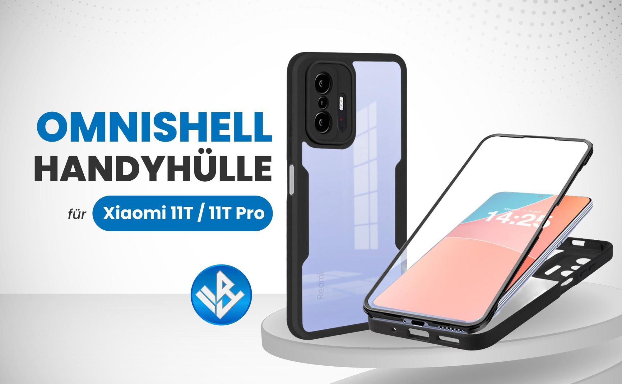 Schwarze 360 Grad Hülle für Xiaomi 11T / 11T Pro mit Kameraschutz
