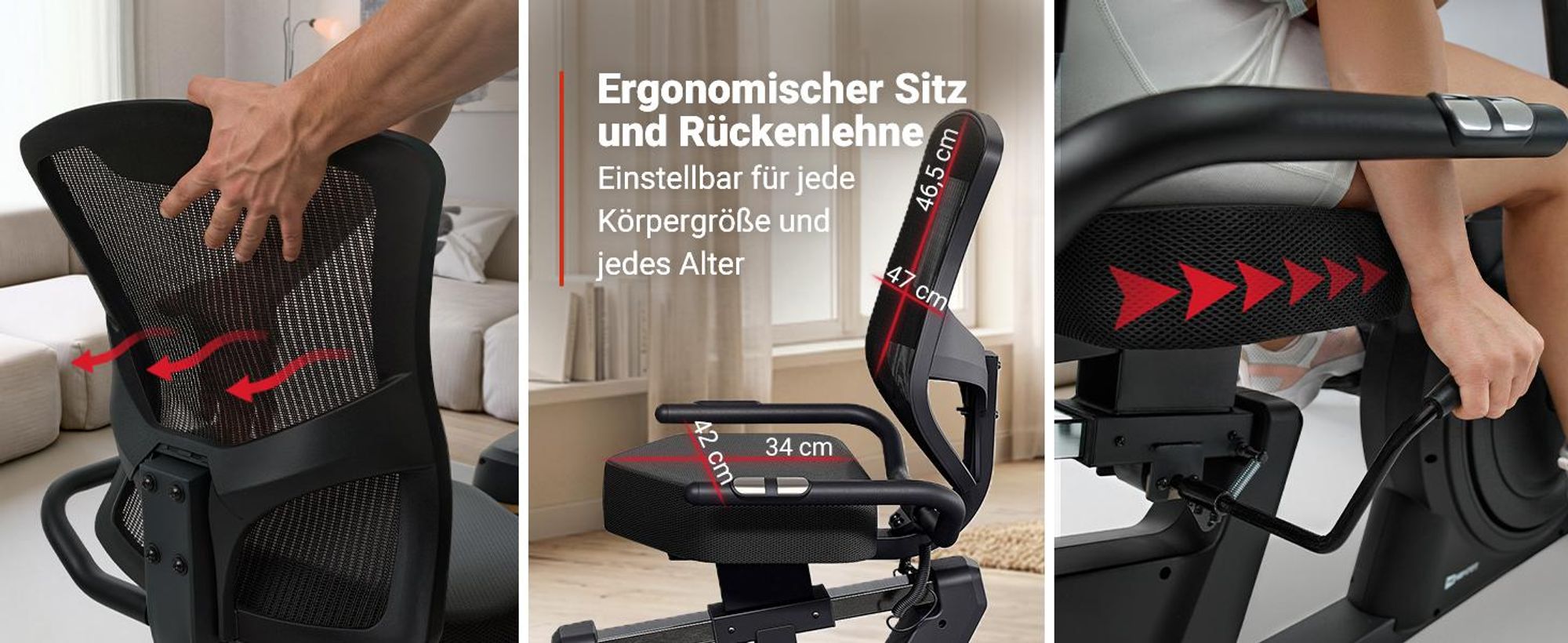 HOP SPORT® HS-5000L Liegeergometer für Zuhause mit Magnetwiderstand | Stationäres Fahrrad | Ergonomischer Sitz | leises Liegerad-Heimtrainer mit Apps