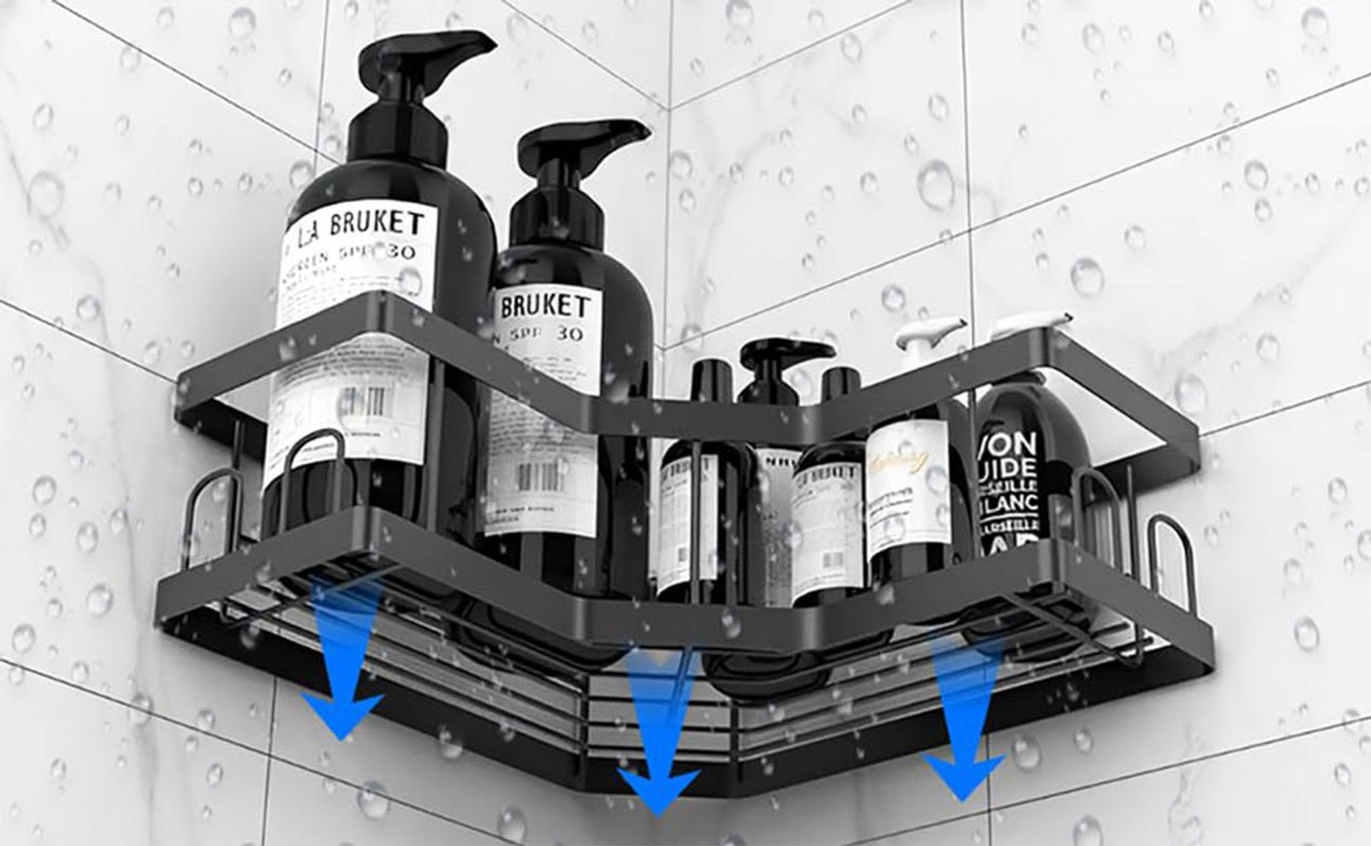 Duschablage Duschablage Ohne Bohren, Duschregal, Kohlenstoffstahl Badregal 5 St. Set, Duschablage Ohne Bohren