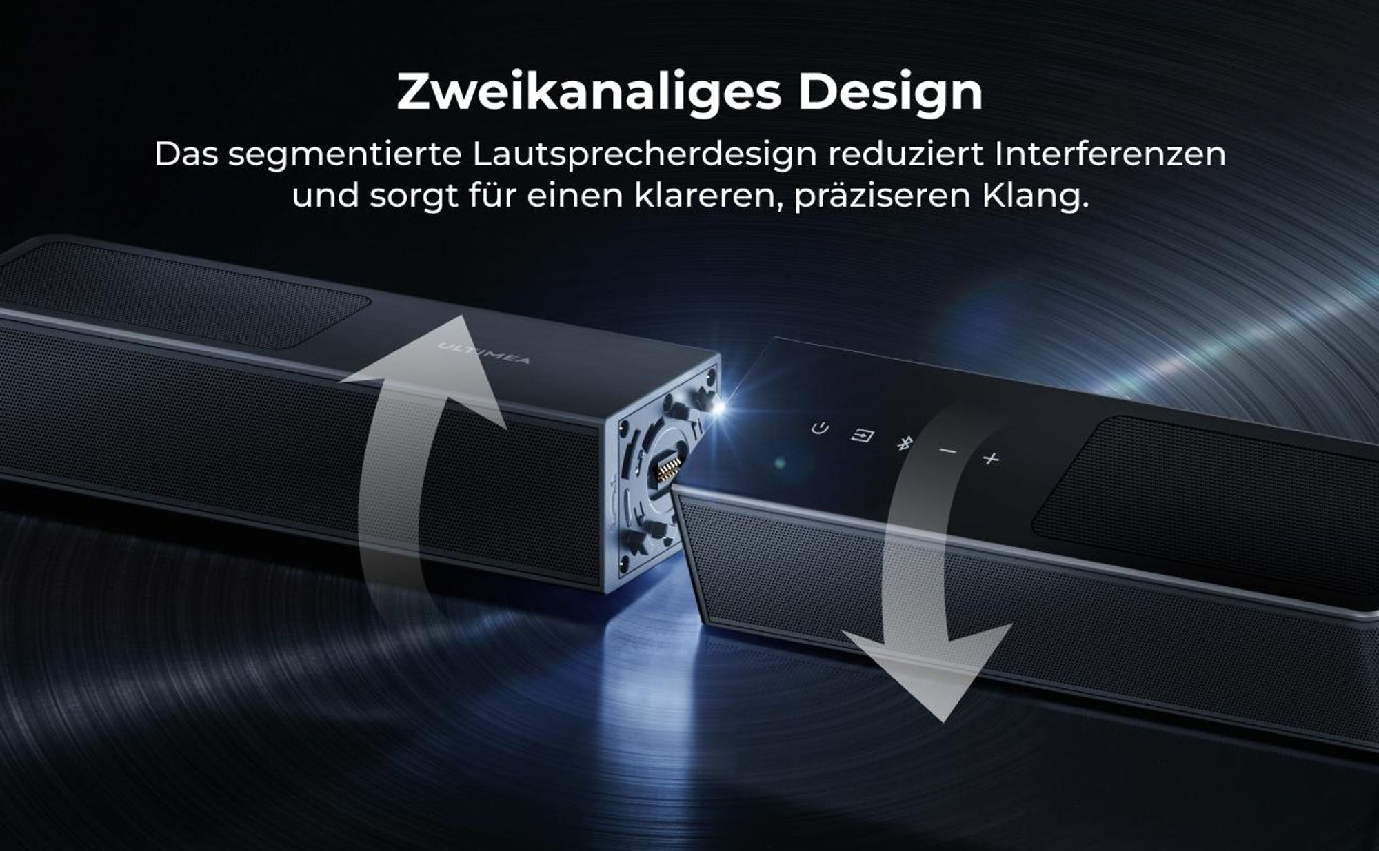 ULTIMEA Poseidon M70 - Soundbar für TV, 3.1.2 Dolby Atmos, kabelloser 5,25" Subwoofer, HDMI eARC, Bluetooth® 6.0, 312 W Spitzenleistung