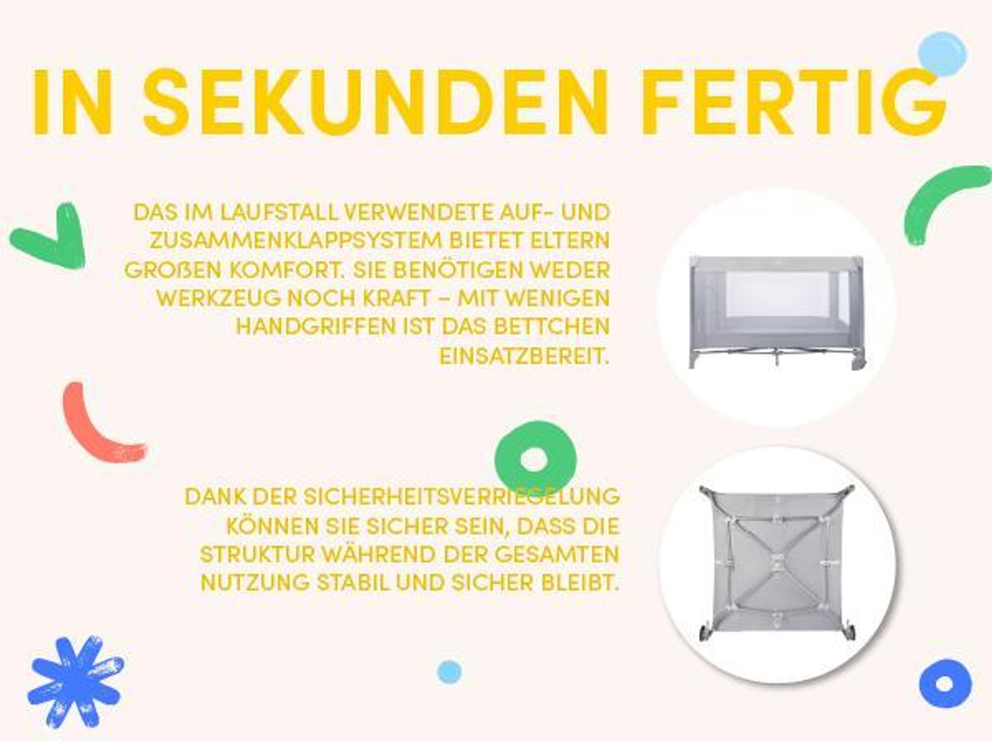 Grau Babylaufstall Kinderreisebett mit Tasche 100*100 cm