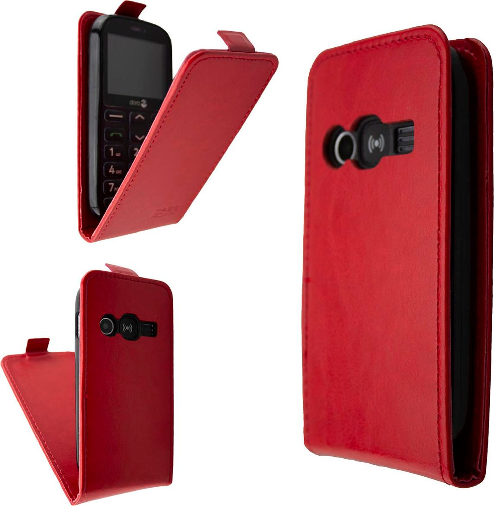 caseroxx Schutz Tasche Hülle Flip Cover kompatibel mit Doro 1360 / 1361 / 1362, Smartphone Tasche Flip Cover in rot Bild 1