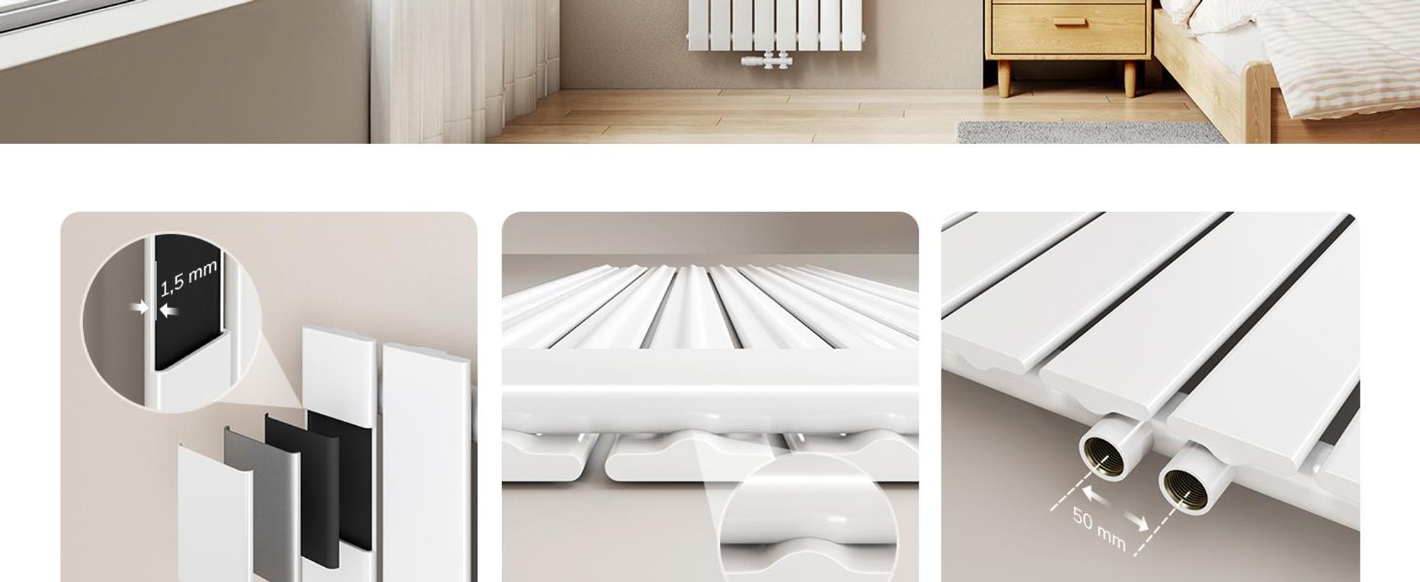EMKE Heizkörper Flach 180 x 61,6 cm Einlagig 1118 W Weiß Design Paneelheizkörper