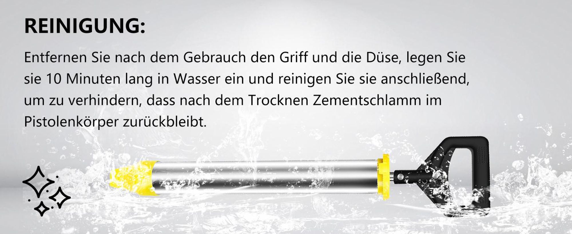 Fugenpistole für Mörtel, Edelstahl Mörtelspritze, Mörtelpresse für Fugenmassen Spachtel, Handmörtelpumpe, mit 5 Düsen