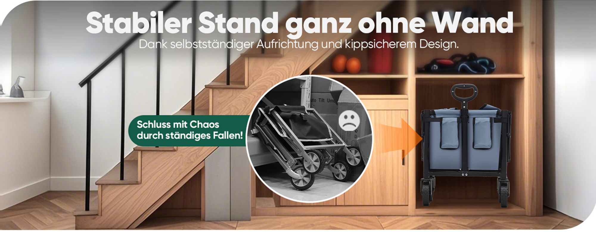Sekey Bollerwagen, Faltbarer Handwagen 4 Räder, 80KG / 60L, Blau