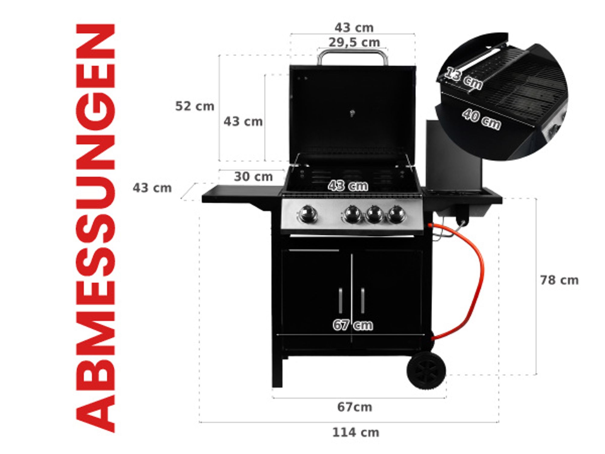 Grill mit großem Kühlrost und Ablagefläche