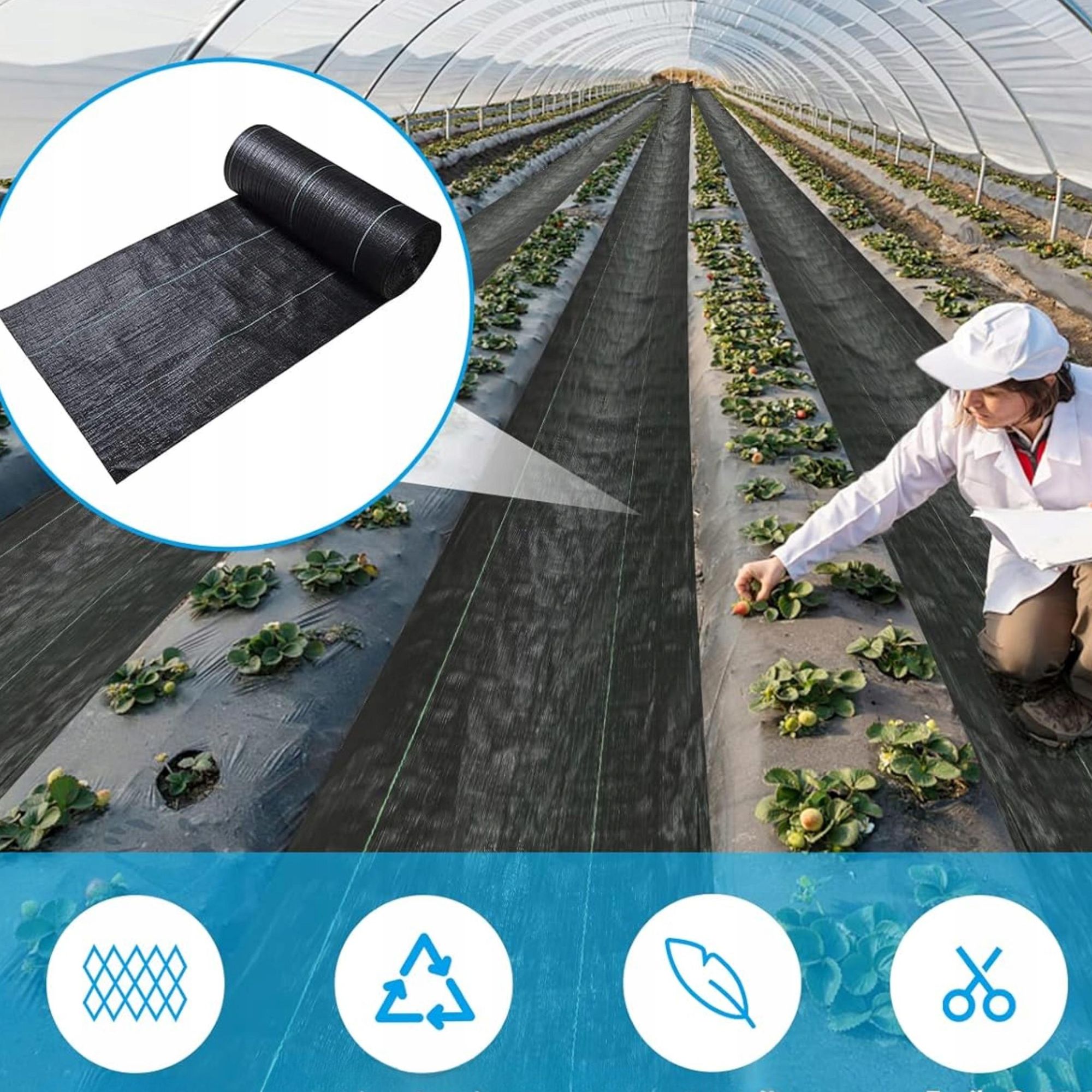 KRUMAD Unkrautvlies 70g/m² 1,1x50m Schwarz UV-stabilisiert, Wasserdurchlässig, Gartenvlies, Mulchvlies, Unkrautfolie aus PP