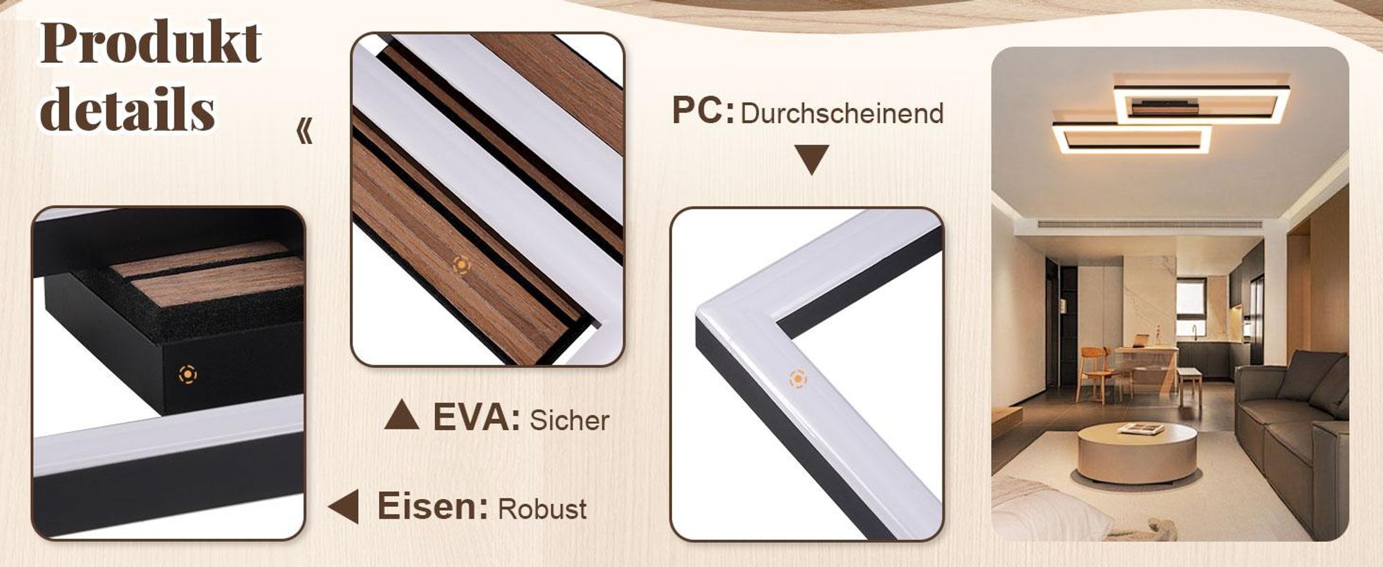 ZMH LED plafondlamp, slaapkamer, plafondlamp 49 cm, zwart, slaapkamerlamp, 3000K, rechthoekig design, hal-lamp voor woonkamer, keuken, studeerkamer