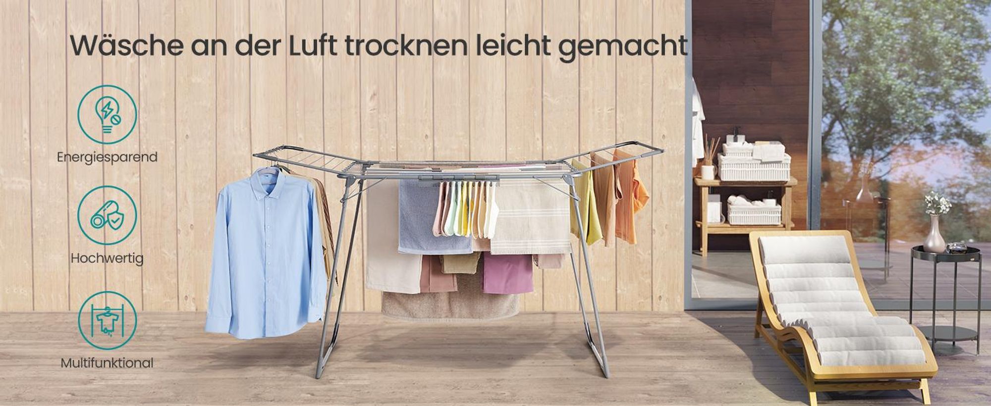 SONGMICS Wäscheständer, Standtrockner, mit Sockenhalter, grau