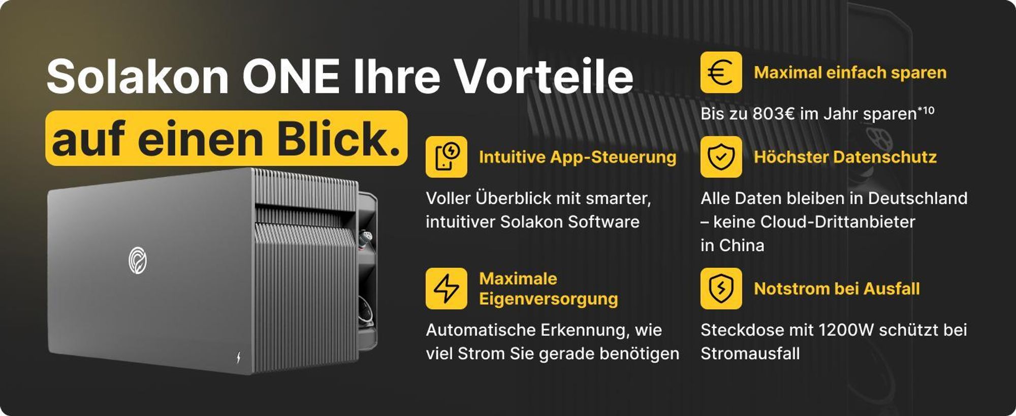 Balkonkraftwerk 900W Solaranlage Steckerfertig Komplettset Photovoltaik Anlage 800W, Kabellänge: 5m, Solakon - onLite