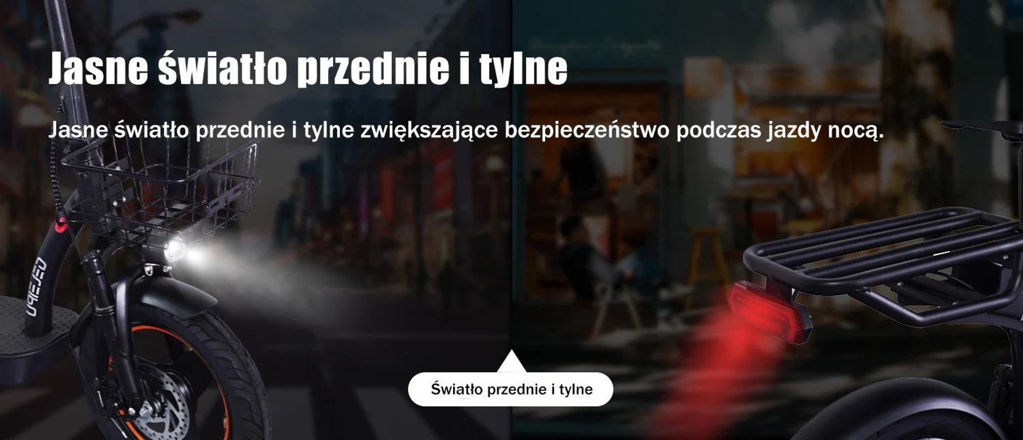 E-skuter 48V17.5Ah 14'' Z Hamulcem Tarczowym Mechanicznym I Żelazną Ramą - Czarną
