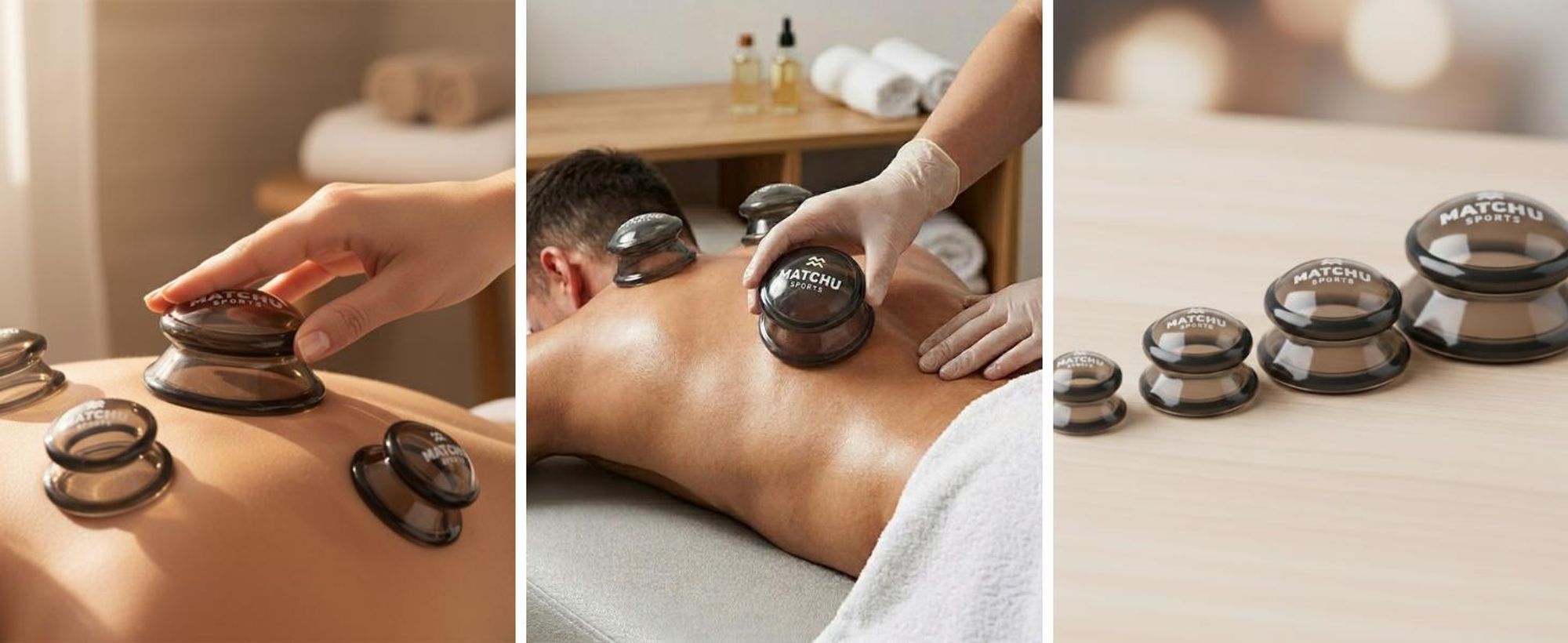 Matchu Sports Schröpfgläser aus Silikon – 4er Schröpfen-Set in 4 Größen – Massage- und Cellulite-Cups für Gesicht und Körper – Dunkelgrau