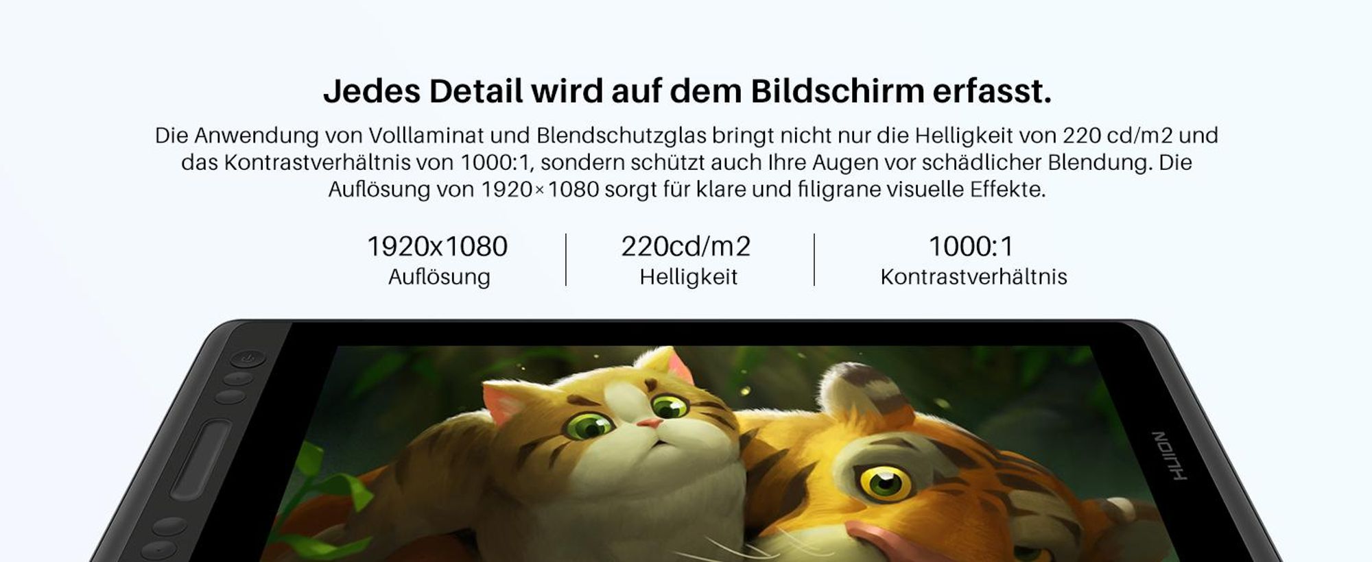 HUION Kamvas Pro 13, Kabelgebunden, 5080 lpi, 293,76 x 165,24 mm, USB, 1 cm, 33,8 cm (13.3")