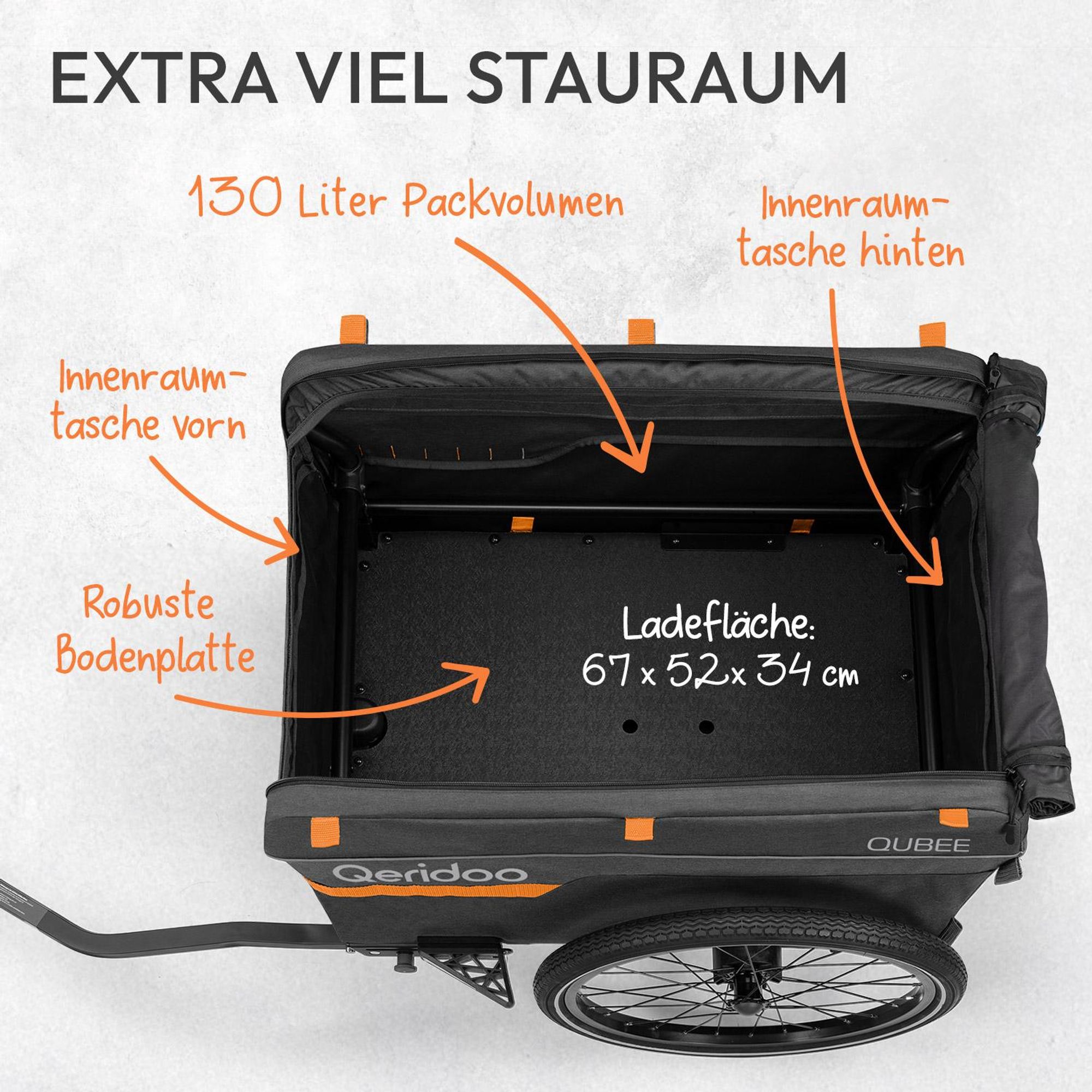 Qeridoo Qubee Cargo / Lastenanhänger, Farbe: Grey