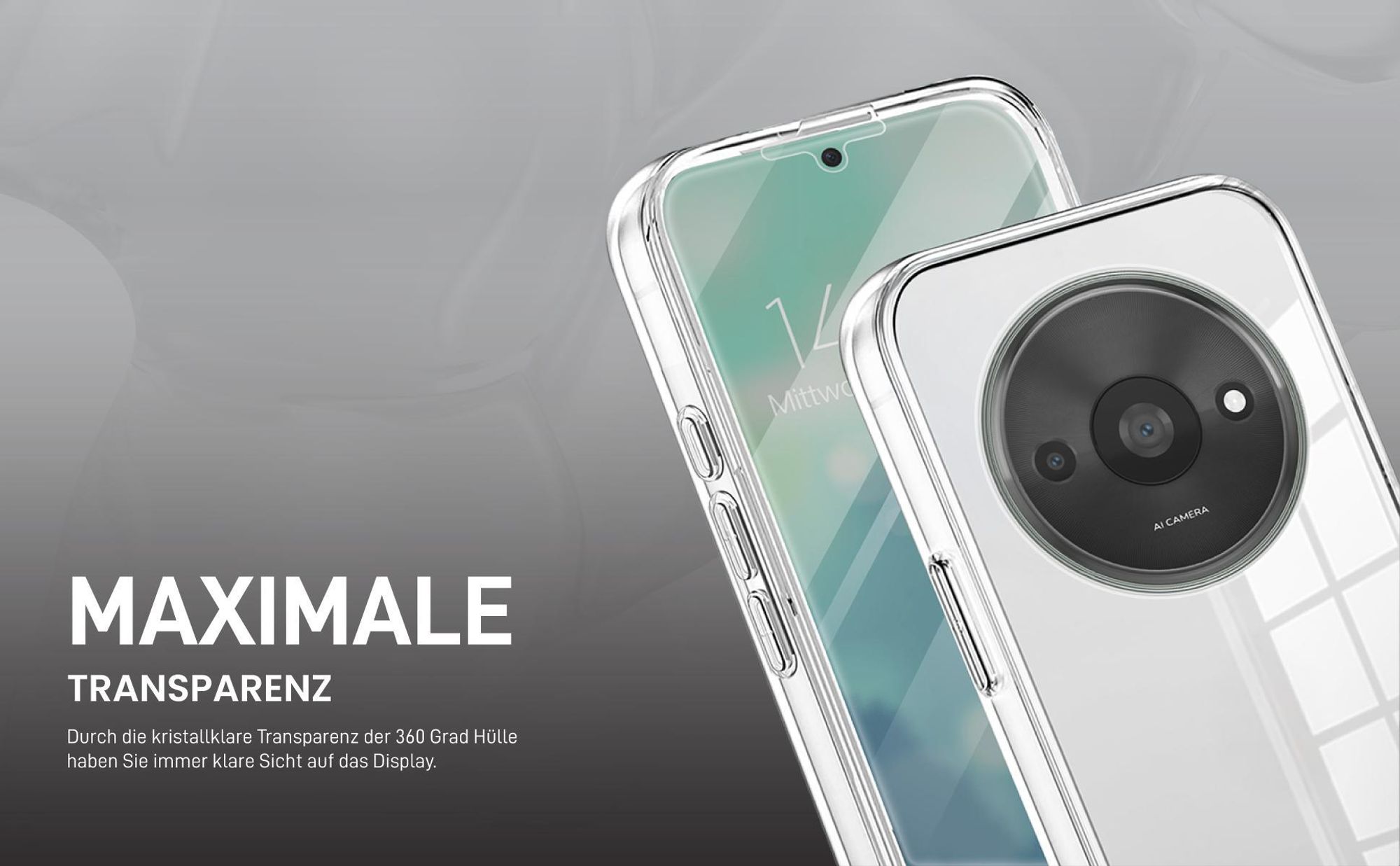 Transparentes 360 Grad Cover Front Back für Xiaomi Redmi A3
