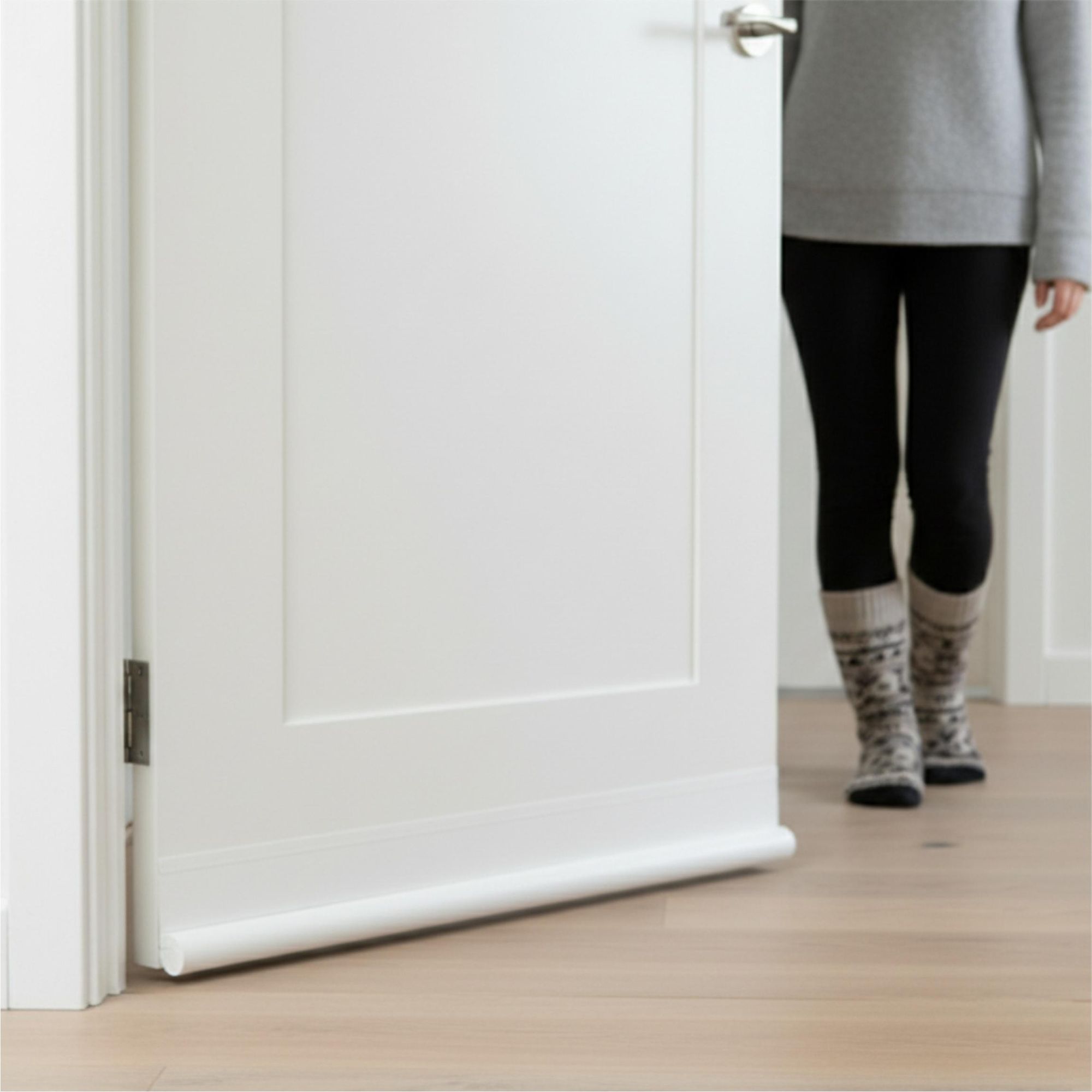 Türdichtung 90cm Weiß, Zugluftstopper mit Klettverschluss, Schallschutz & Insektenschutz, Schaumstoff Dichtung zuschneidbar, EVI HOME Single White