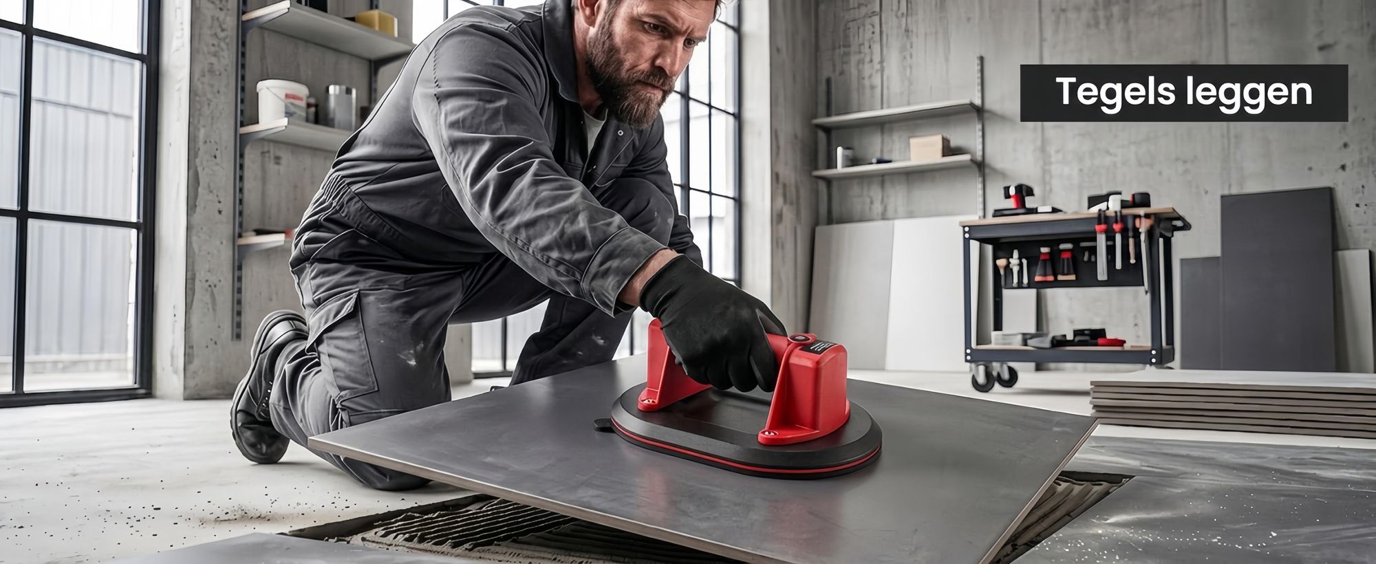 Accu Vacuümheffer 300 kg, 10" Elektrische Zuignap met Digitaal Display & Automatisch Bijpompen, voor Tegels, Glas & Steen