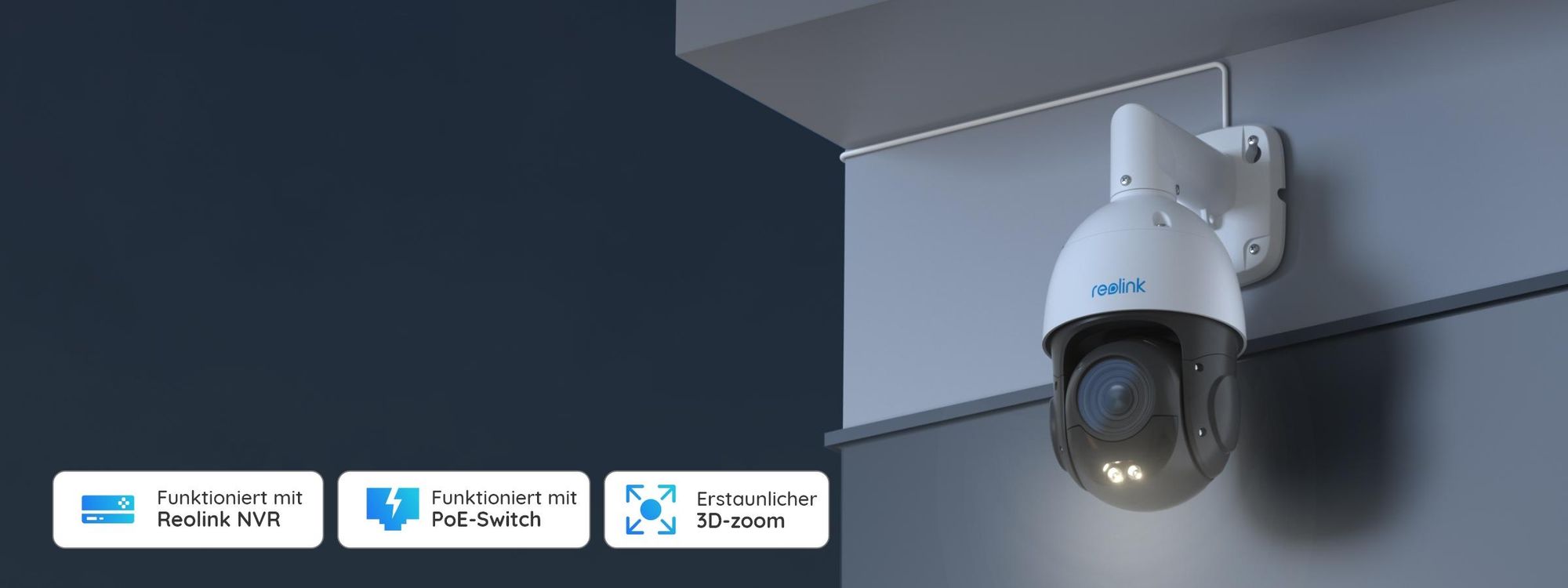 Reolink RLC-823S2, 4K 8MP PTZ PoE Überwachungskamera, 16X Optischer Zoom, 360° Abdeckung, Auto-Tracking, Farbnachtsicht, Smarte Erkennung, IP66