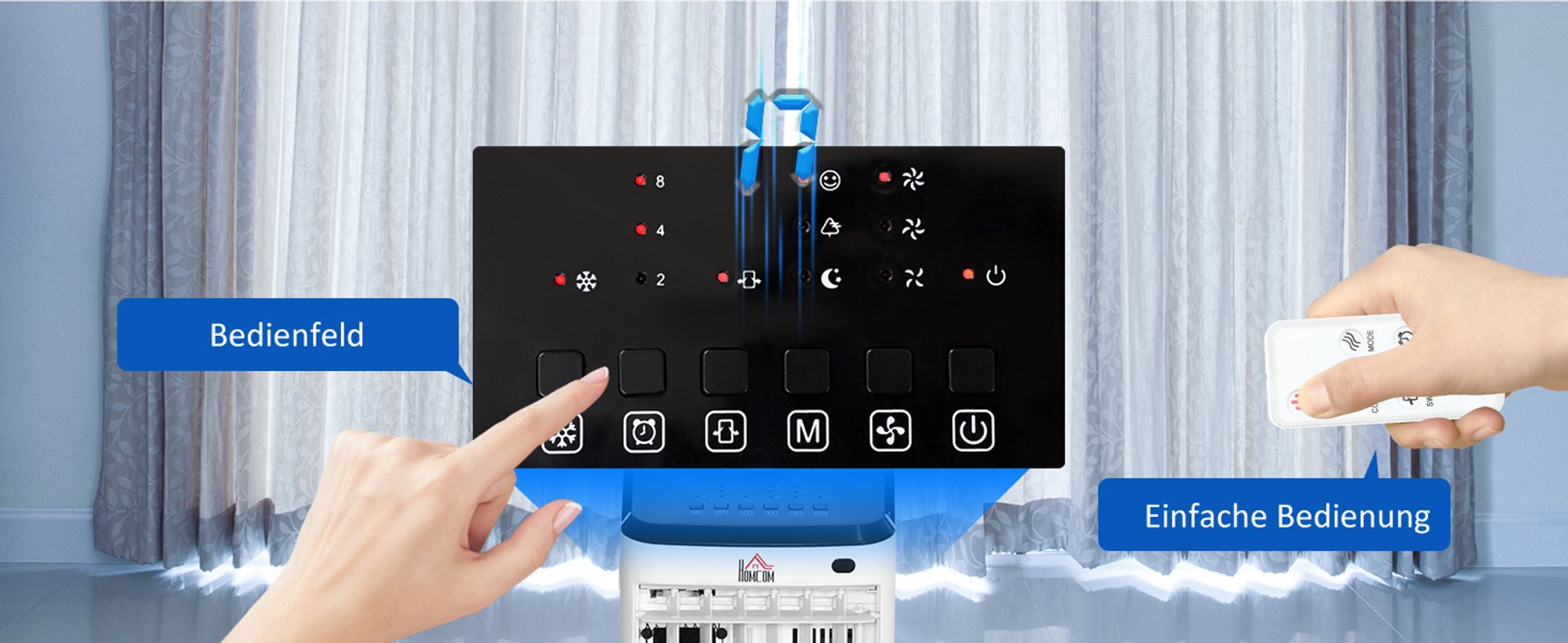 HOMCOM Mobile Luftkühler 3 in 1 Ventilator mit 3 Stufen 60° Oszillation