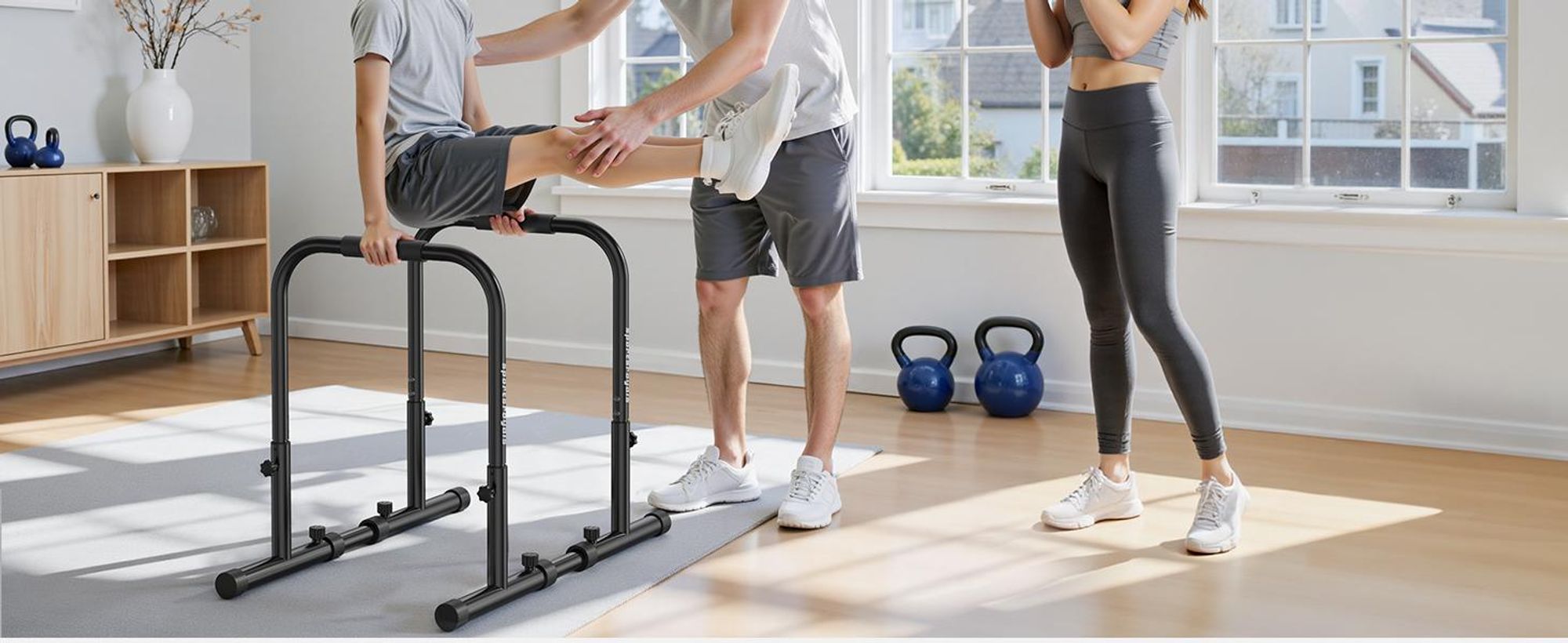 SPORTSROYALS Handstandtrainer Dip Barren mit 400kg Belastbarkeit, höhenverstellbar von 81 bis 96cm, doppelte Sicherung, stabiler Kraftsport Barren