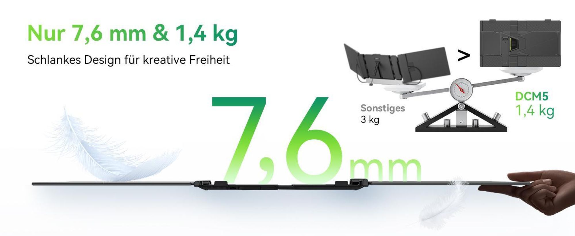 Blackview 14 zoll tragbarer monitor, 7,6 mm, 300 Nits, 100W PD, USB-C HDMI Plug und Play für Laptop, PC, Switch, PS5, für MacOS, Windows und Android