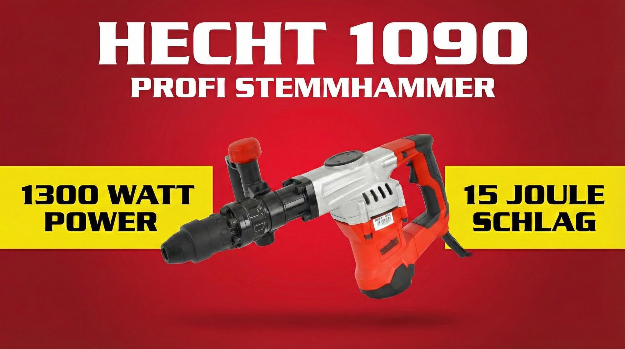 HECHT 1090 Stemmhammer SDS Max | 1300 W | 2 Kohlebürsten | 15 J | mit Koffer und viel Zubehör