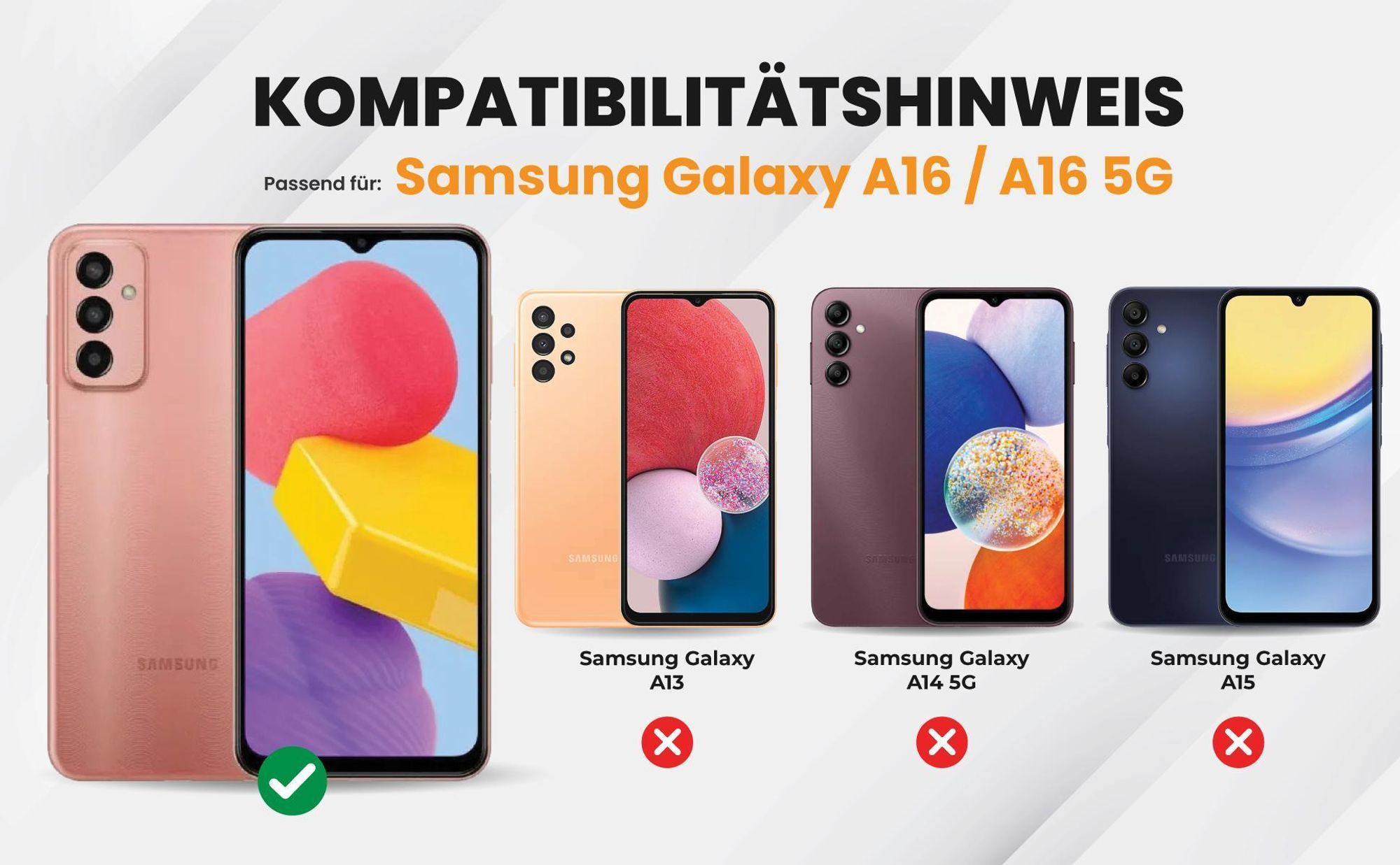 Kompatibilitätshinweise Hülle für Samsung Galaxy A16 / A16 5G