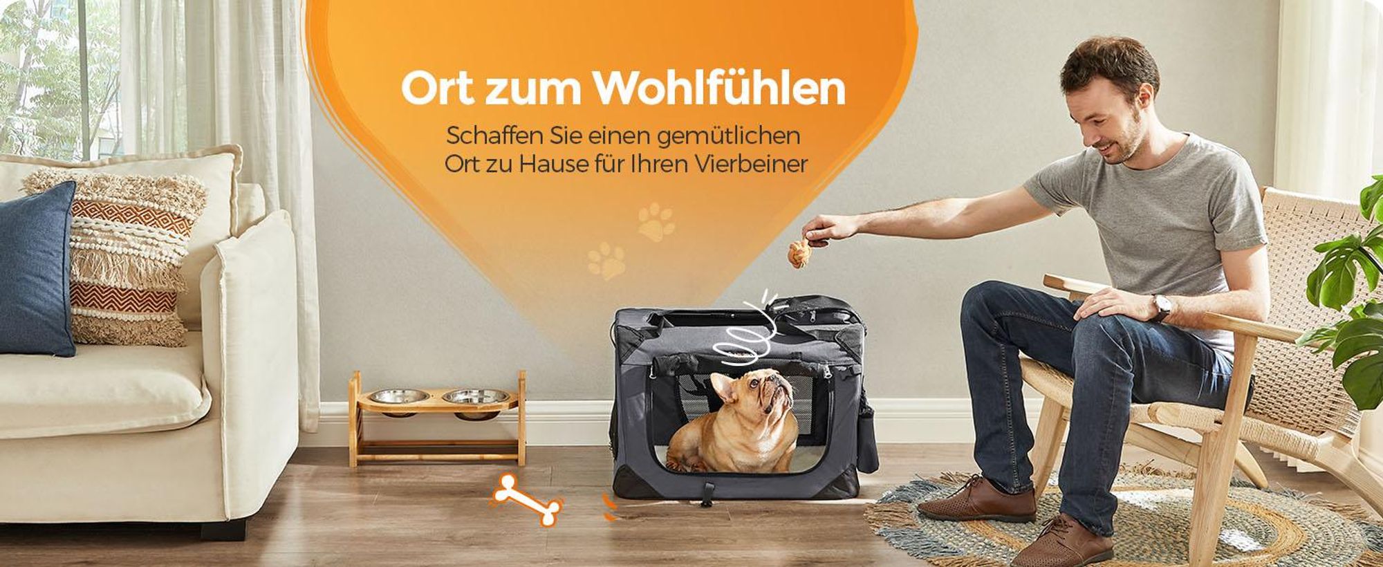 Feandrea M Transportbox faltbar Oxford-Gewebe,Netzstoff,atmungsaktiv,Grau