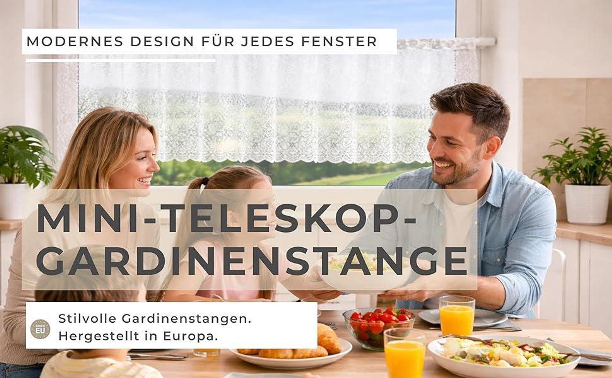 Mini Cafe Gardinenstange ohne Bohren Teleskopstange zum Klemmen 45-75 cm Weiß  Klemmstange für Fensterrahmen Ausziehbar Scheibengardinen